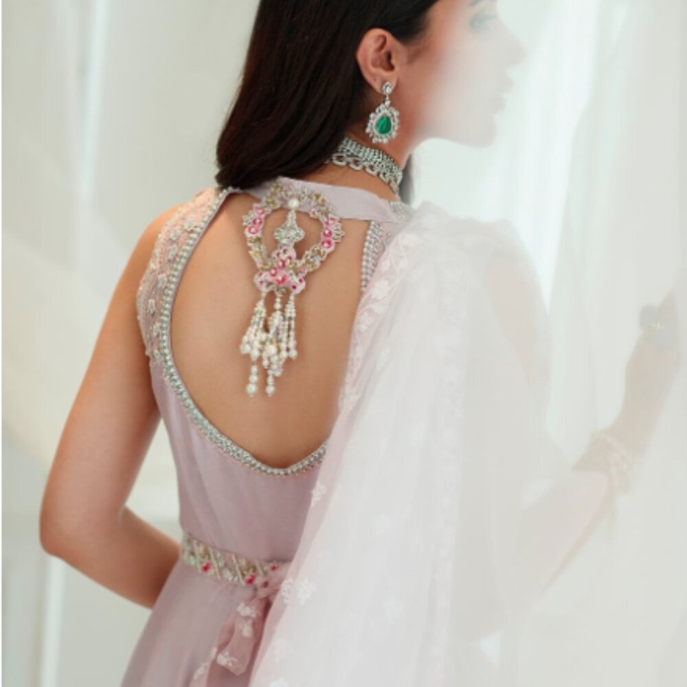 *SOLD* Farah Talib Aziz “Magnolia Rose” Saree Dress • Size XS • Pre-Loved - Picture 4 of 7